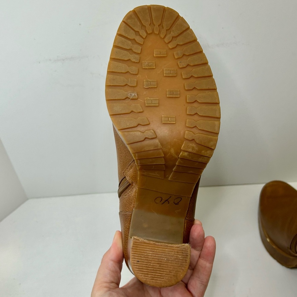 Vintage Tommy Hilfiger 90’s Platform Heel Tan Brown Leather Boots Size 9 - Picture 11 of 16